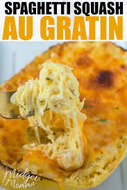 Spaghetti Squash Au Gratin Is The Best Cheesy Spaghetti Squash Recipe This Easy To Make Spagh Spagetti Squash Recipes Low Carb Spaghetti Squash Recipe Recipes