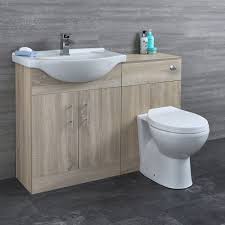 Not only are you saving space and money, but you are also creating a cleaner looking bathroom. Milano Arch Oak Modern 1140mm Vanity And Wc Combination Unit With Pan And Cistern