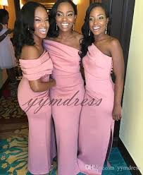 Fuchsia Bridesmaids Dresses 2019 Long Mermaid One Shoulder Neck Open Back Plus Size Form Elegant Bridesmaid Dresses Bridesmaid Dresses Satin Bridesmaid Dresses