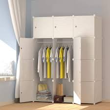 Reduce the door width to fit narrower rooms, or build a closet with one set of doors. Amazon Com Joiscope Megafuture Plastic Wardrobe Portable Wardrobe With Wood Grain Pattern Closet For Hanging Clothescombination Armoire Modular Cabinet For Space Saving Ideal Storage Organizer Cube 12 Cube Home Kitchen