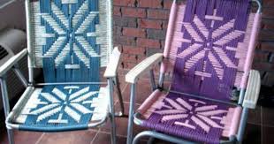 Can You Make Folding Aluminum Lawn Chairs Look Cool Maybe So These Patterns Are Great Woven Chair Macrame Chairs Lawn Chairs