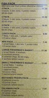 Yellowtail Fish Chip Shop Menu