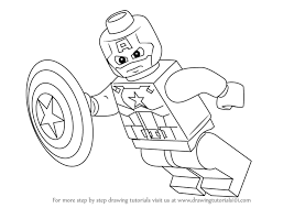 Learn How To Draw Lego Captain America Lego Step By Step Drawing Tutorials Captain America Drawing Captain America Drawing For Kids