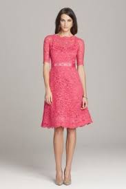 Pink Lace Mother Of The Bride Dress With 3 4 Sleeves Perfect Pink Wedding Guest Dress Too Affiliate Pinkdresses Pink Wedding Guest Dresses Designer Cocktail Dress Dresses