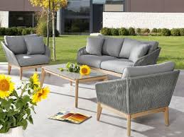 Edle Garten Lounge Samos Holz Kordel Look Tisch Mit Betonplatte Online Kaufen Bestpreis Lounge Mobel Lounge Sessel Rustikale Wohnzimmermobel