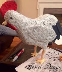 The reference is to the way. French Farmhouse Paper Mache Rooster Or Chicken Tutorial Paper Mache Animals Paper Mache Diy Paper Mache Chicken