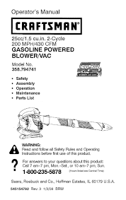 Craftsman 358 794741 Operator S Manual Manualzz