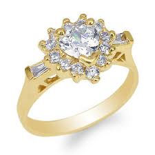Jamesjenny Womens 10k Yellow Gold Heart Cz Beautiful Halo Ring Size 4 10 Ebay
