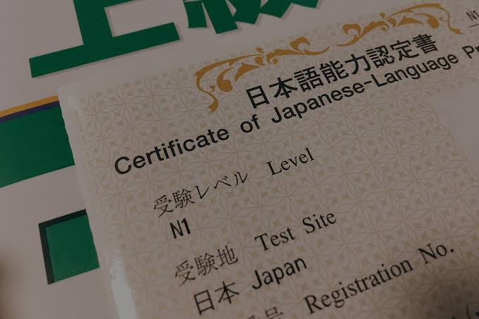Official JLPT Certificate awarded for language proficiency, AI generated