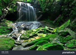 آبشار بزرگ جنگل باران فرو کردن صخره بر روی mossy ها عکس 1216366 ...