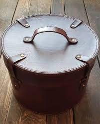 Leather Hat Box Vintage Hat Box Luxury Hat Box Round Leather Box Top Hat Case Vintage Hat Boxes Leather Luxury Hats