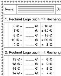 Hier findet ihr kostenlose übungsblätter mit mathematikaufgaben für die grundschule der 2. Kostenloser Download Arbeitsblatt Rechnen Mit Euro Bis 20 2