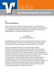 Im bilanzvergleich der genossenschaften für 2017 nimmt sie rang 31. Anleihebedingungen Ihs Serie 6 Vr Bank Rhein Neckar Eg