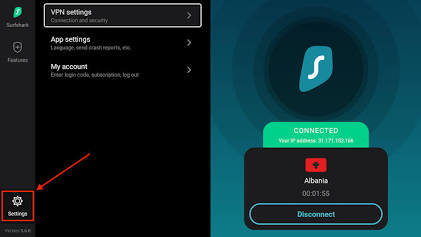 Surfshark Settings Menu, gerado pela IA