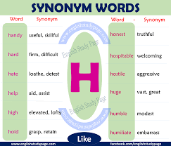 Rd.com knowledge grammar & spelling current meaning: Synonym Words With H English Study Page
