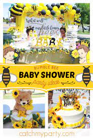 What Will It Bee Gender Reveal Bumble Bee And Sunflowers Catch My Party Bumble Bee Baby Shower Bee Baby Shower Bee Baby Shower Decoration