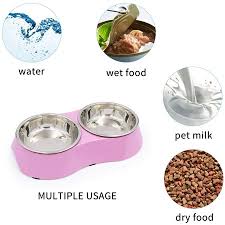 Get the best pet supplies online and in store! Stainless Steel Pet Bowl Double Small Dog Bowl With Non Skid Rubber Feet Food Water Dish Feeder For Dogs Cats And Pets Walmart Canada
