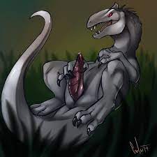 1futa 2015 animal genitalia anus claws digitigrade dinosaur  erection feral futa only futanari genital slit grass grey scales hybrid  indominus rex jurassic park jurassic world keishinkae looking at viewer