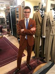 From Walker Slater Covent Garden We Have Harry Sporting The Messrs Harris Tweed Rust Blue Windowpane Albert Jacke Scottish Tweed Scottish Fashion Tweed Jacket