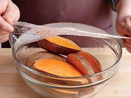 Put it on the plate and microwave for 5 minutes. How To Make Roasted Sweet Potato Wedges With Yogurt Dipping Sauce Cooking Light