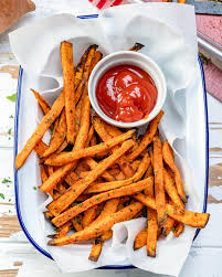 Enjoy fillet steak with sauce for a healthy dinner that also boasts sweet potato fries, spinach and cherry tomatoes. These Baked Sweet Potato Fries Are Clean Eating Approved Clean Food Crush