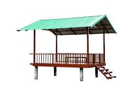 How to install corrugated metal roofing. Simple Style Of Pavilion Structure Created From Steel And Green Roofs From Corrugated Metal Sheet Suitable For Relaxing In Waterfront Garden Isolated On White Background Stock Photo Adobe Stock