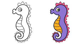 Seahorse Coloring And Drawing Learn Colors For Kids Learning Colors Coloring For Kids Preschool Art