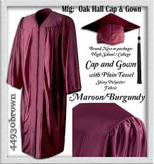 New Shiny Maroon Burgundy Poly Cap Gown Plain Tassel