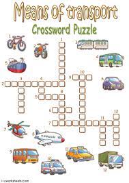 Plural of singular of past tense of present tense of verb for adjective for adverb for noun for. Means Of Transport Crossword Puzzle Worksheet
