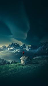 We have a massive amount of hd images that will make your computer or smartphone look absolutely fresh. Northern Lights Man Mountains Structure House Phone Wallpaper For Men Qhd Wallpaper Vaporwave Wallpaper