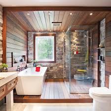 Nous offrons une multitude de collections de meubles de salle de bain pour s'agencer à tous vos besoins et votre style de décor! Salle De Bain Rustique Tout De Pierre Et De Bois Je Decore