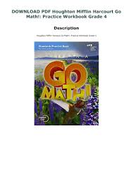 Download Pdf Houghton Mifflin Harcourt Go Math Practice Workbook Grade 4 In 2020 Go Math Houghton Mifflin Workbook