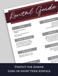 Basic Welcome Book 6 Page Vacation Home Printable Etsy Vacation Home Airbnb Template Printable