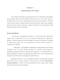 The methods section of a research article reports what you did and what you used to perform your research. Chapter 3 Methodology Of The Study Qualitative Research Learning