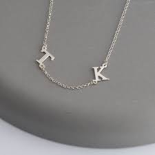 Sideways Initial Necklace Small Sideways Letter Pendant