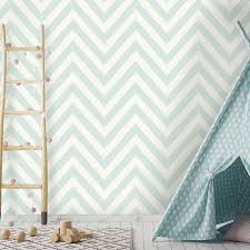 Wandgestaltung Zickzack Mintgrun Weiss Teppich Grau Muster Tipi Kinderzimmer Tapete Gestreifte Tapete Gestreifte Wande