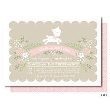Baptism Invitation For A Little Lamb With Flowers In Pink And Light Brown Also For Christening Or Holy Communion Printed Or Digital Convite De Casamento Festa Ideias