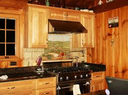 faux painted backsplash tile mural