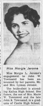 Townsend-Jerome engaged Jan 1959 in Honolulu