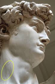 8. Over 100 years before medical science described the circulatory system,  Michelangelo perfectly sculpted the jugular vein in his statue of David.  This trait is anatomically accurate: the biblical hero is in