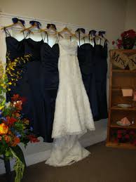 Bride And Bridesmaids Dresses Hung Up On Personalized Hangers Bridal Wear Bridal Brides And Bridesmaids
