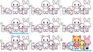 How To Draw Kawaii Characters Animals And People From The Word Kawaii Easy Step By Step Drawing Tutorial For Kids How To Draw Step By Step Drawing Tutoria Drawing Tutorial