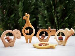 Wooden Rattle Toy Baby Toys Wooden Rattle Animal Set Of Two Etsy Wood Baby Toys Wooden Baby Toys Toys By Age