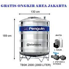 Tangki air general tipe tb 200 kapasitas 2000 liter. Jual Tangki Air Toren Air Stainless Merk Penguin Tbsk 2000 2000 Liter Jakarta Selatan Tebet Store Tokopedia