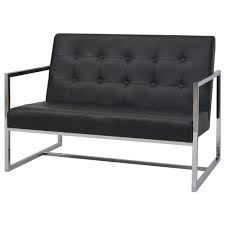 Divano 3 posti in tessuto grigio chiaro stile scandinavo jenny economici. Vidaxl Divano A 2 Posti Con Braccioli In Pelle Sintetica E Acciaio Nero Eprice