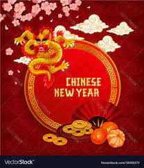 Chinese Lunar New Year Greetings Chinese Lunar New Year Greeting Card With Dragon Vector Image