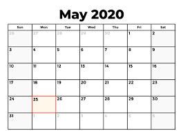 May 2020 Calendar Pdf Word Excel Printable Template With Holidays Monthly Calendar Template Calendar Word Printable Calendar Template