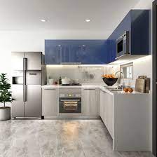 When we say the best gray cabinets, what do we different types of gray kitchen cabinets. China Oppein High Gloss Blue And Grey Stain Fitted Kitchen Cabinets China Stain Kitchen Cabinets Blue Kitchen Cabines