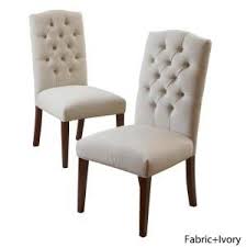Noble House Crown Ivory Linen Dining Chair Set Of 2 519 Tufted Dining Chairs Linen Dining Chairs Fabric Dining Chairs