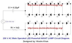 The red wire or 24 vac power lead is connected straight to the rc. 230 V 50hz Ac Or 110v 60hz Main Operated Led Powerful Night Lamp Circuit Diagram Electrical Technology
